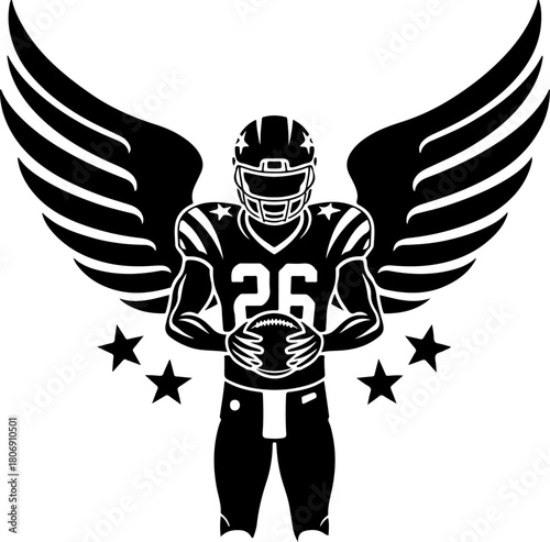 Silhouettes of American Football Players in Action