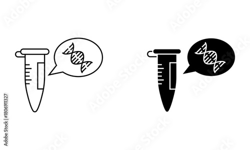 test tube or microcentrifuge tube with dna, genetic research, DNA analysis icon vector