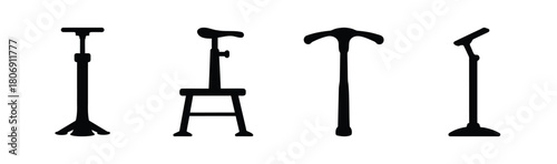 Silhouettes of assorted stands and supports for various purposes