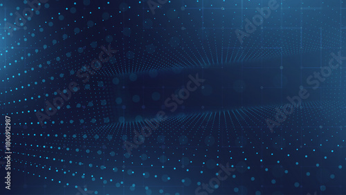 Blue Tech Digital AI Data Flow Vector Background. Future of Big Data Technology Lines. Data Transmission Concept. Information Matrix Flow in Virtual Reality Cyberspace. Vector Illustration.