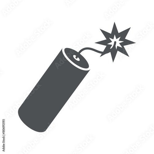 Gray dynamite with fuse vector illustration on transparent backdrop