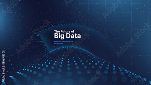 Blue Tech Digital AI Data Flow Vector Background. Future of Big Data Technology Lines. Data Transmission Concept. Information Matrix Flow in Virtual Reality Cyberspace. Vector Illustration.