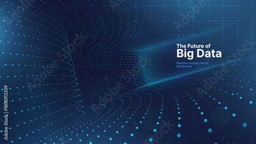 Blue Tech Digital AI Data Flow Vector Background. Future of Big Data Technology Lines. Data Transmission Concept. Information Matrix Flow in Virtual Reality Cyberspace. Vector Illustration.