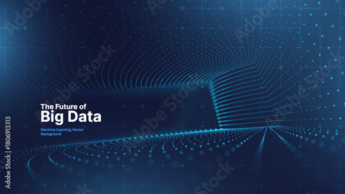 Blue Tech Digital AI Data Flow Vector Background. Future of Big Data Technology Lines. Data Transmission Concept. Information Matrix Flow in Virtual Reality Cyberspace. Vector Illustration.