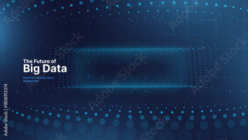 Blue Tech Digital AI Data Flow Vector Background. Future of Big Data Technology Lines. Data Transmission Concept. Information Matrix Flow in Virtual Reality Cyberspace. Vector Illustration.