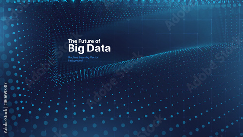 Blue Tech Digital AI Data Flow Vector Background. Future of Big Data Technology Lines. Data Transmission Concept. Information Matrix Flow in Virtual Reality Cyberspace. Vector Illustration.