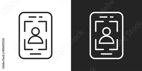 Face ID Icon In Line Version On Black And White Background