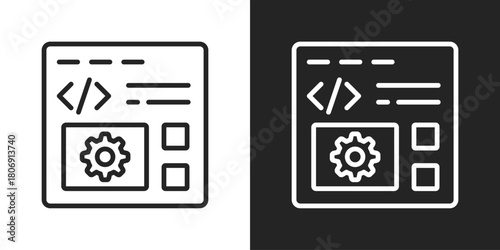 Web Page Icon In Line Version On Black And White Background