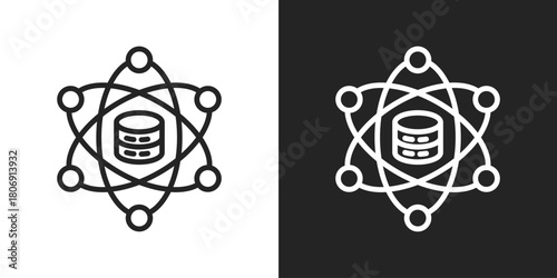 Data Science Hub Icon In Line Version On Black And White Background
