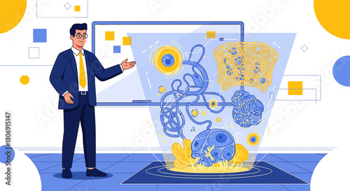 Advanced medical illustration concept, doctor presenting innovative visualization of human organs