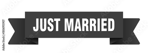 just married ribbon isolated on transparent background. just married ribbon
