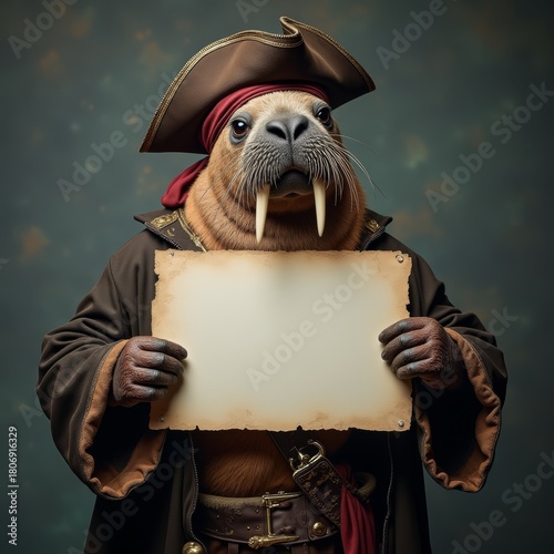 Anthropomorphic walrus hold...