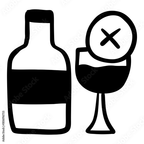 No Alcohol hand drawn icon