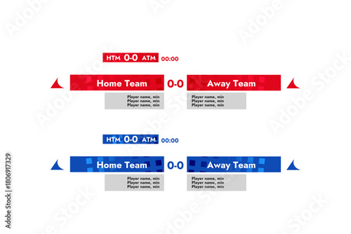 Red and blue sports banners for your broadcast game match team game