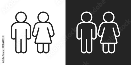 Adolescent Icon In Line Version On Black And White Background