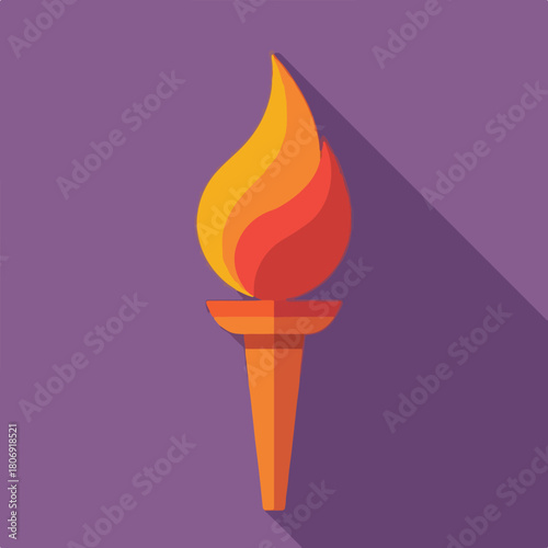 Minimalist Vector Illustration of Torch Flame with Warm Colors in Modern Style