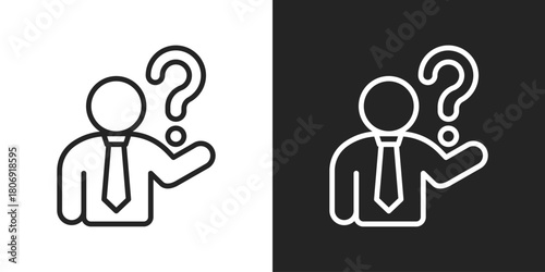 Inexperience Icon In Line Version On Black And White Background