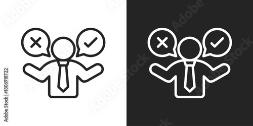 Advice Icon In Line Version On Black And White Background