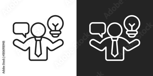 Consultant Icon In Line Version On Black And White Background