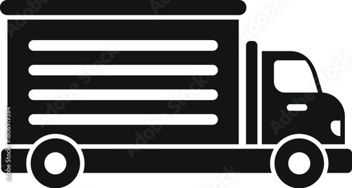 Simple black glyph icon representing a delivery truck shipping goods