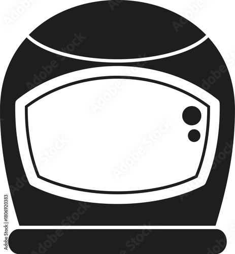 Black and white astronaut helmet silhouette, representing space exploration and cosmic adventure
