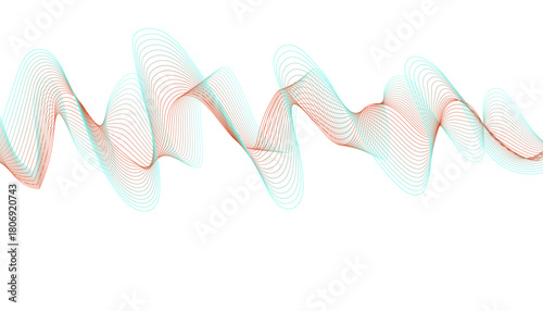 stereo 3D ripple wave. minimalist ribbon wave, chromatic aberration