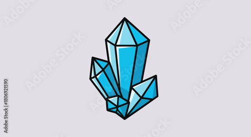 Illustration of a Cluster of Blue Crystals with Black Outlines.