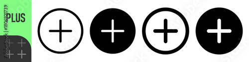 Plus Icon Color | Pluses | Cross Symbol | Addition Logo | Positive Sign | Isolated Transparent | Variations