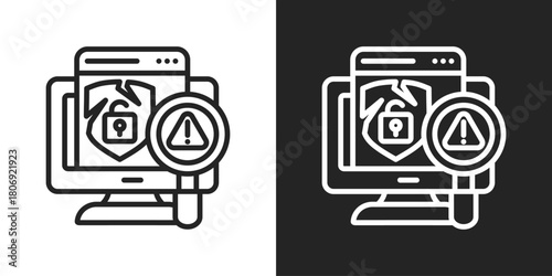 Vulnerability Icon In Line Version On Black And White Background
