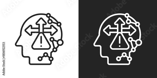 Uncertainty Icon In Line Version On Black And White Background