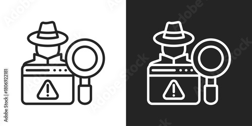 Fraud Icon In Line Version On Black And White Background
