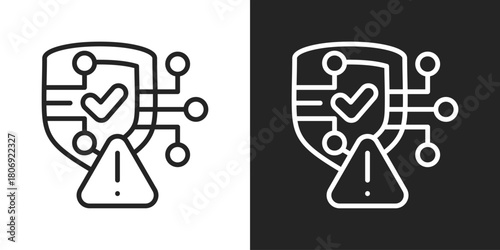 Safeguards Icon In Line Version On Black And White Background