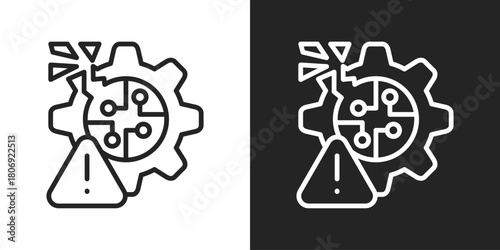 Disruption Icon In Line Version On Black And White Background