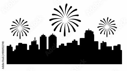 Celebrate cityscapes with fireworks, perfect for festive occasions, vibrant celebrations, and memorable moments, ideal for event promos or urban themed designs