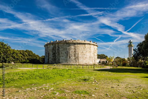Gaeta, Latina, Lazio, Italy. Mount Orlando, which sits above the ancient medieval city, offers spectacular views and numerous archaeological remains. The ancient circular Roman mausoleum.