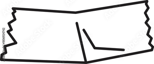 Line drawing of an opened empty sugar packet, perfect for representing sweetener, diet, or breakfast