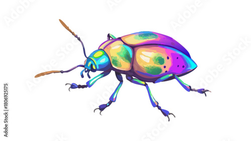 Iridescent rainbow beetle illustration for insect lovers and entomology enthusiasts nature art design