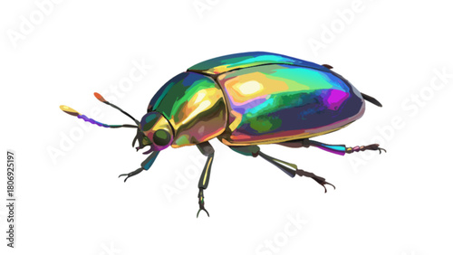 Iridescent beetle insect bug close up detailed vector illustration macro nature wildlife iridescent beetle