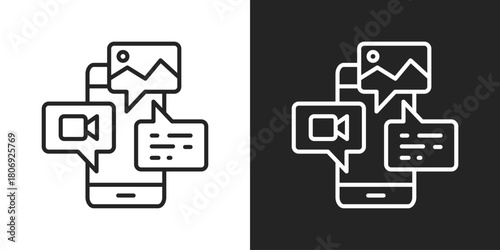 Content Icon In Line Version On Black And White Background