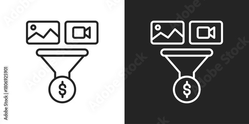 Conversion Icon In Line Version On Black And White Background