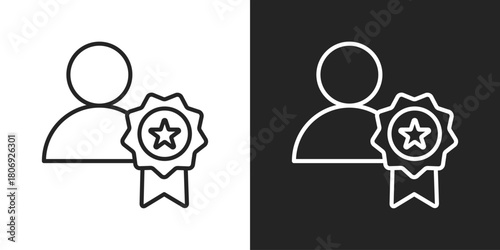 Reputation Icon In Line Version On Black And White Background