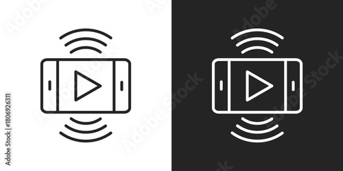 Live stream Icon In Line Version On Black And White Background