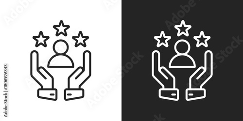 Loyalty Icon In Line Version On Black And White Background