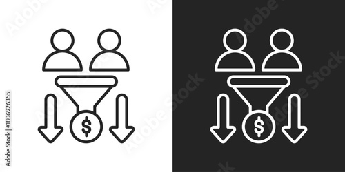 Conversion Rate Icon In Line Version On Black And White Background