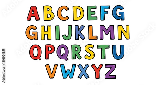 Colorful cartoon alphabet letters for children's education and learning