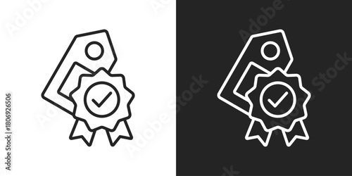 Authenticity Icon In Line Version On Black And White Background