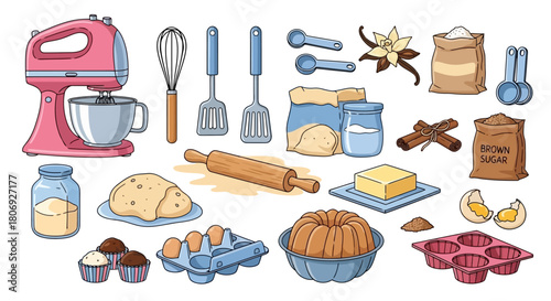 Whimsical Baking Elements A Colorful Collection for Culinary Creations