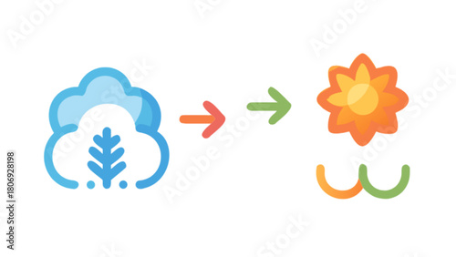 Cloud to sun weather forecast icon vector illustration for meteorology and climate change concept design