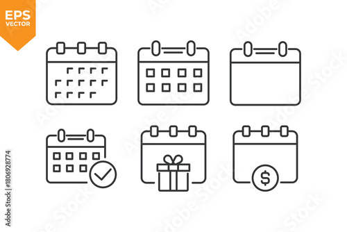 Set of line icons Calendar. Outline icons collection stock illustration stock illustration