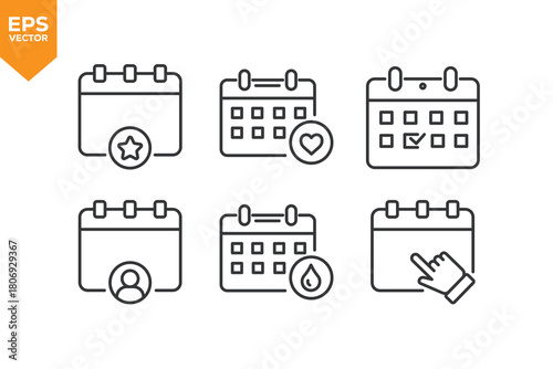 Set of line icons Calendar. Outline icons collection stock illustration stock illustration